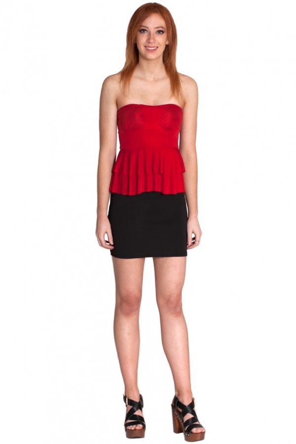 Red peplum top dress