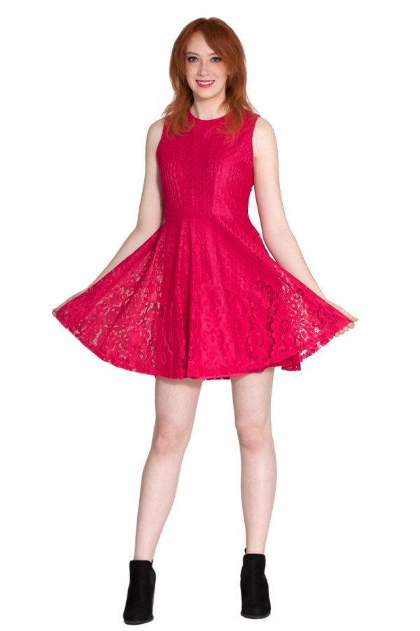 she and sky lace dress Layered Dress W/ Lace Contrast