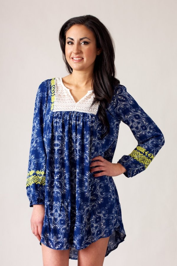 Umgee USA Lace Bib Print Dress Umgee USA Lace Bib Print Dress