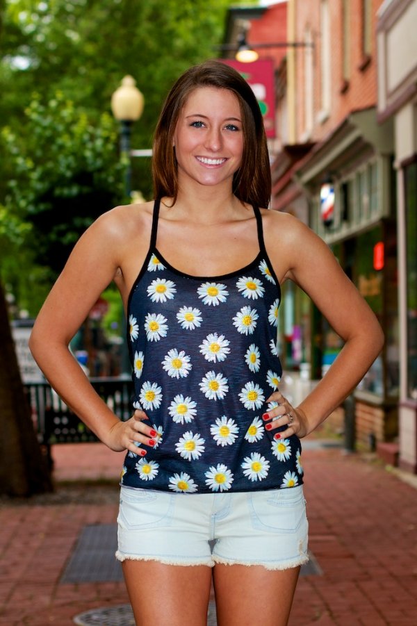 The Classic All Over Sunflower Chain Back Top