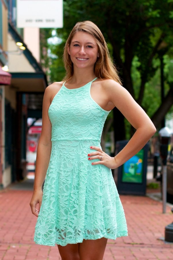 Ever After Keyhole Back Lace Dress Teal