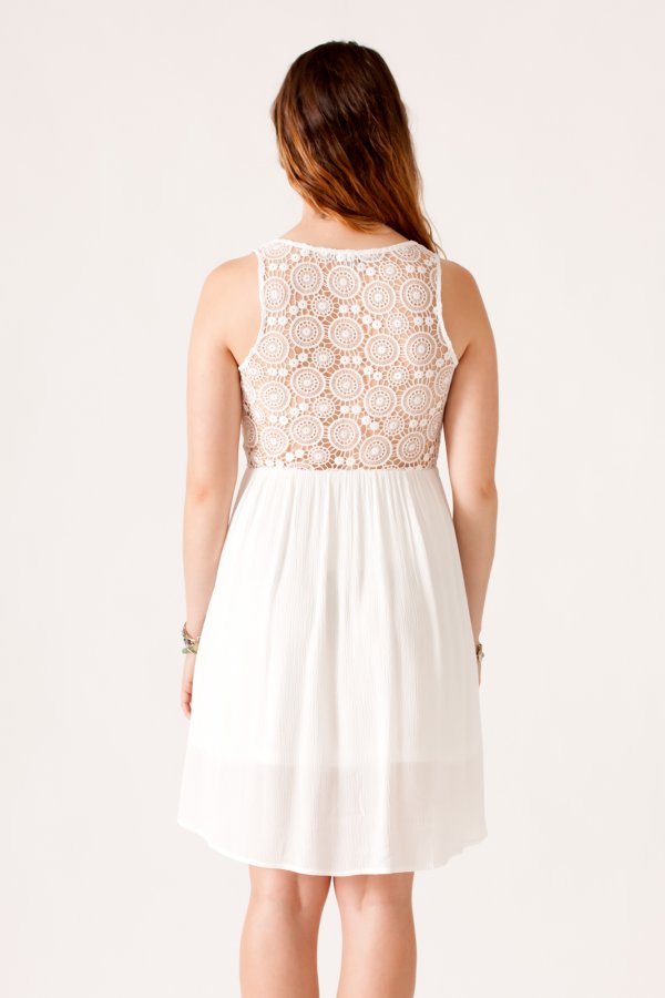 Fashion On Earth Crochet Back High-Low Dress Fashion On Earth Crochet Back High-Low Dress