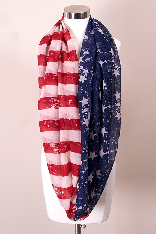 Love of Fashion Distressed American Flag Infinity Scarf