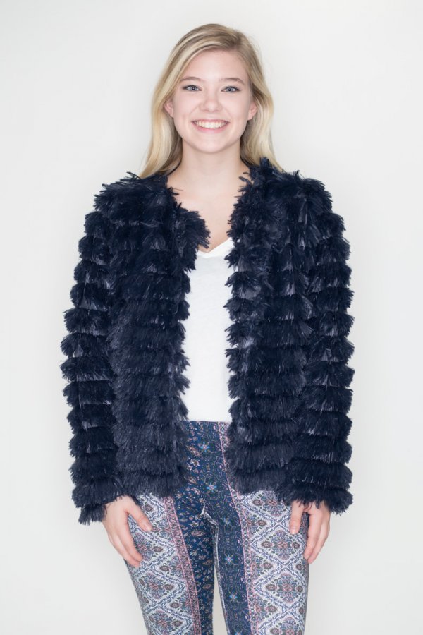 She and Sky Layered Faux Fur Jacket