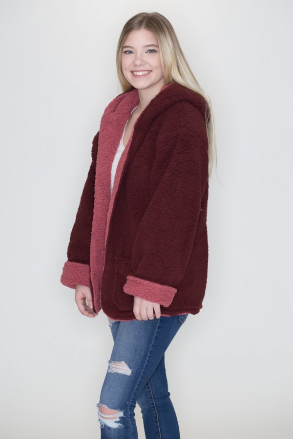 Love Tree Reversible Sherpa Hoodie Jacket