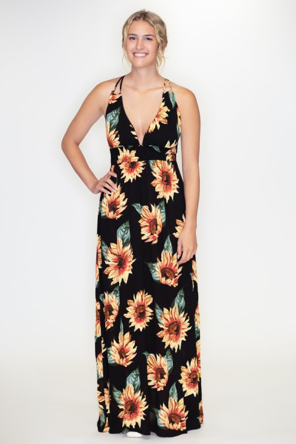 Sunflower halter dress top