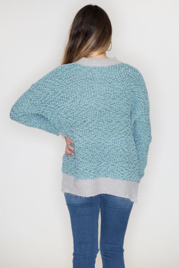 Listicle Two Tone Popcorn Sweater