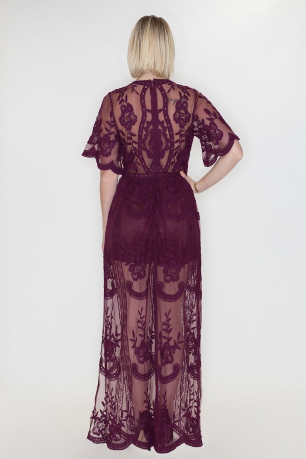 She and Sky Crochet Lace Maxi Dress With Shorts