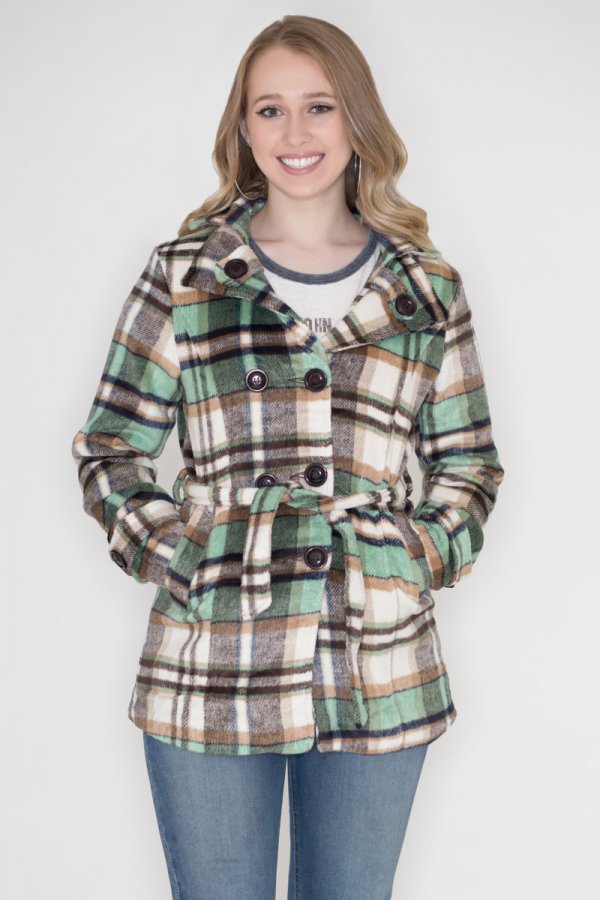 Checkered sales peacoat women's