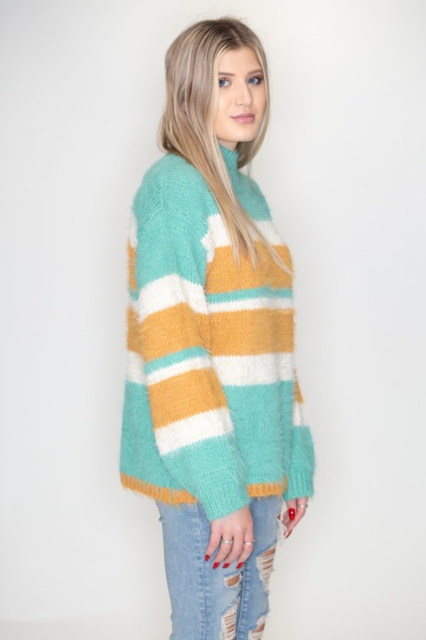 Striped on sale fuzzy sweater
