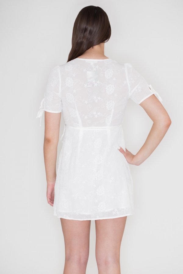Embroidered Wrap Dress