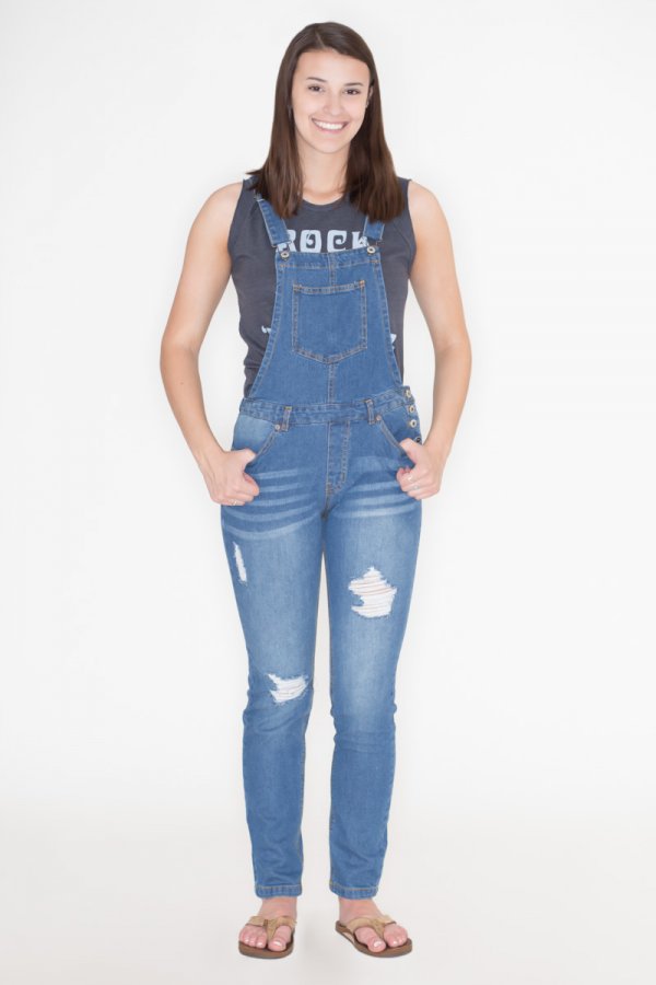 Love Tree Distressed Denim Overalls