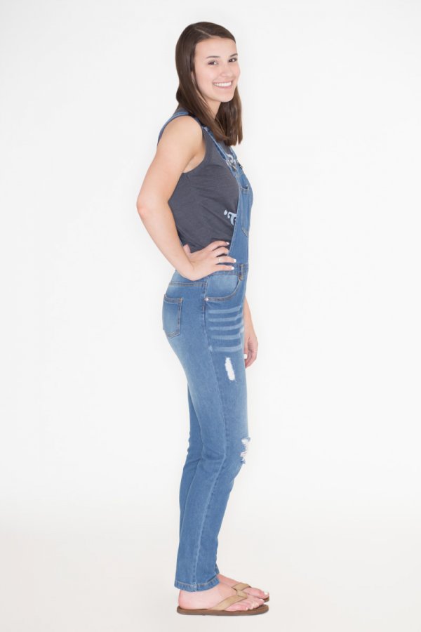 Love Tree Distressed Denim Overalls