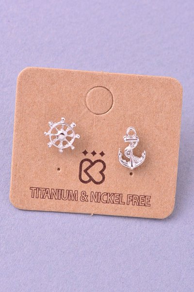 Anchor And Wheel Earrings