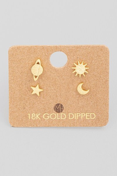 Mini Planet Sun Star Moon Earrings Set by Must Have