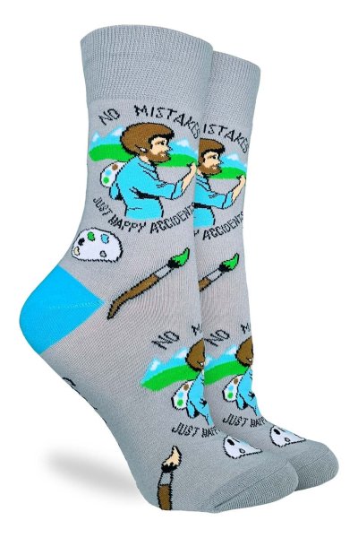 Bob Ross Happy Accident Socks by Good Luck Sock