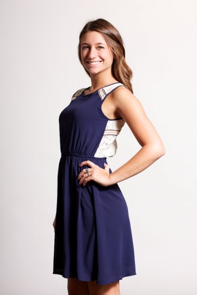 Lace And Trim Tape Open Back Dress by Ya Los Angeles