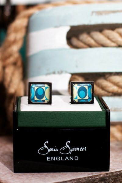 Retro Pattern Cuff Links by Sonia Spencer England