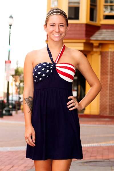 Stars And Stripes Halter Dress by 12PM by Mon Ami