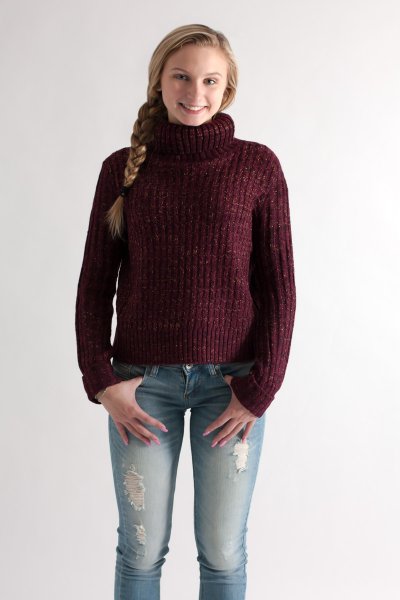 Cropped Turtleneck Sweater by She and Sky