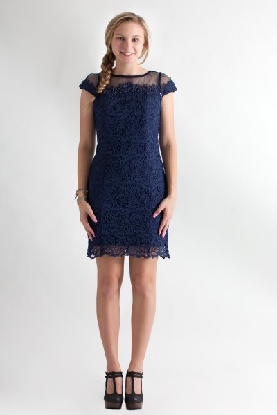 Beaded Lace Trim Dress by NikiBiki