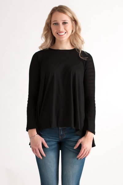 Contrast Knit Sleeve Top by She and Sky
