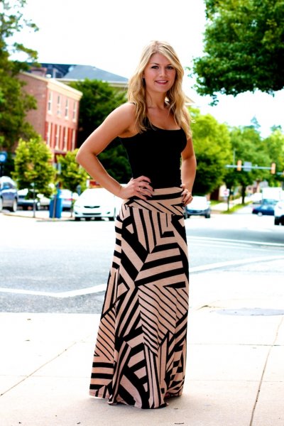 Zig Zag Mocha Maxi Skirt by Vanilla Bay