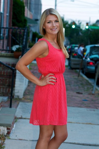 Coral Textured Tank Dress by Teenplo