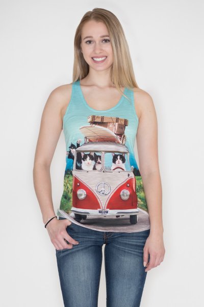 Cats on a Surfing Vacation Tank by Bear Dance
