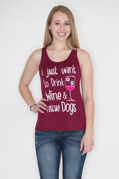 Wine And Dogs Tank by Bear Dance