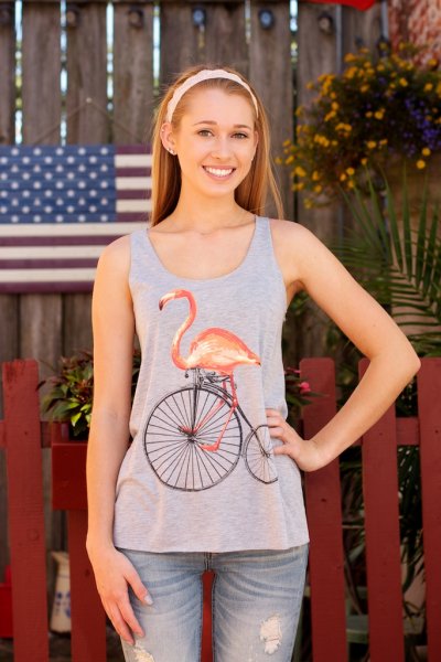 Flamingo On A Bike Tank Top by Bear Dance