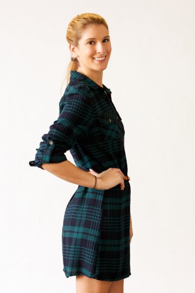 Plaid Button Down Shirt Dress by Vanilla Bay