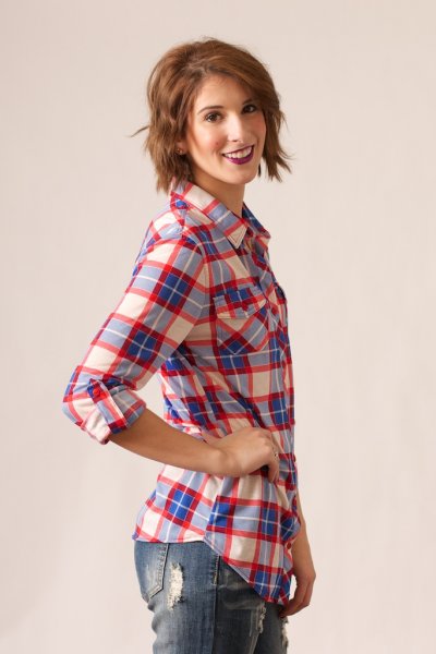 Red And Blue Plaid Button Down by Passport