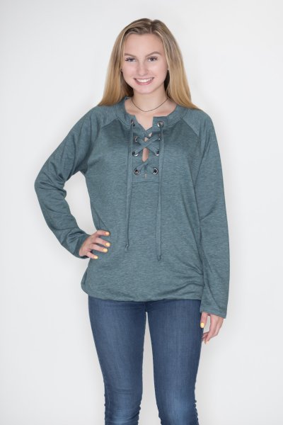 Lace Up Pullover by Cherish