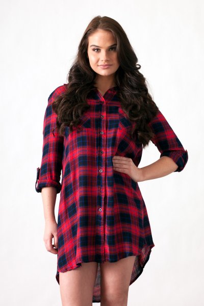 Plaid Shirt Dress by Re-Order