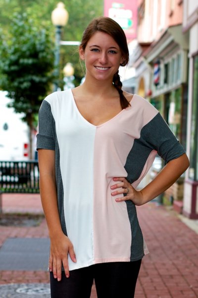 Half Sleeve Color Block Top by Vanilla Bay