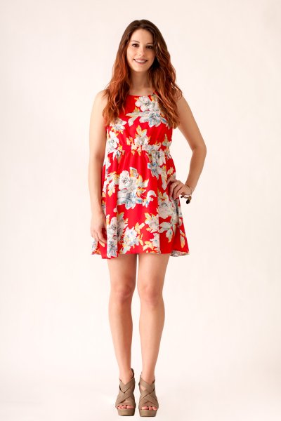 Floral Print Dress With Crochet Back by Love Point