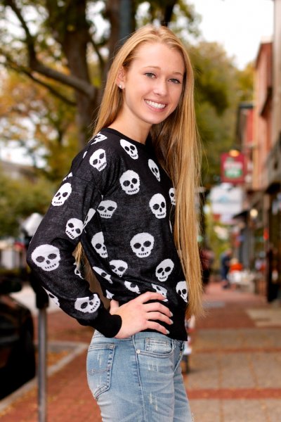 Skull Sweater by Zenana