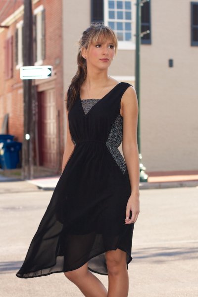 Sleeveless Dress With Contrast Sequin Lace by Ya Los Angeles