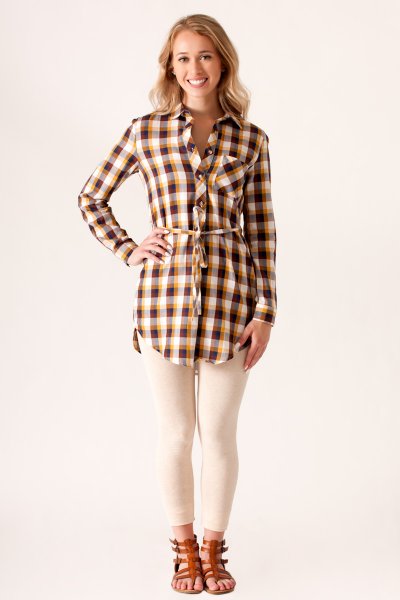 Long Sleeve Plaid Top by She and Sky