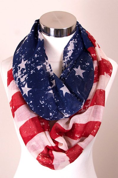 Distressed American Flag Infinity Scarf by Love of Fashion