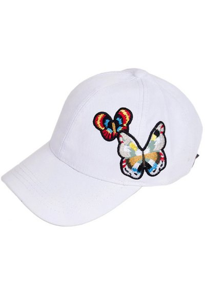 White Butterfly Baseball Cap by C.C.