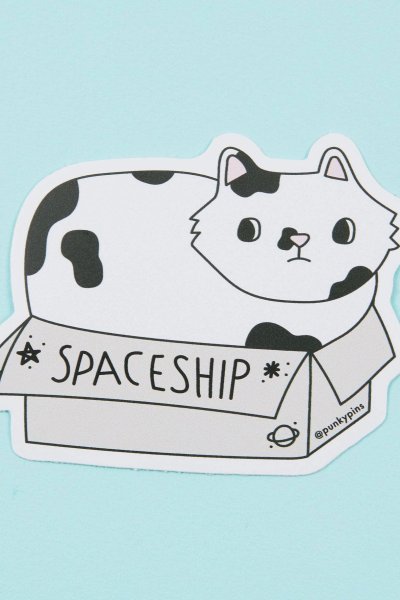 Spaceship Cat Sticker
