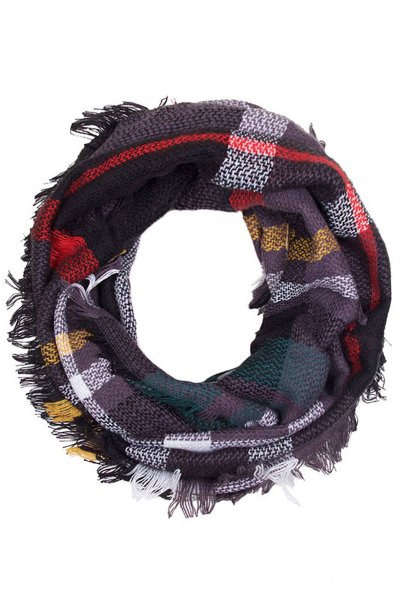 Black Plaid Infinity Scarf by Life Is Beautiful