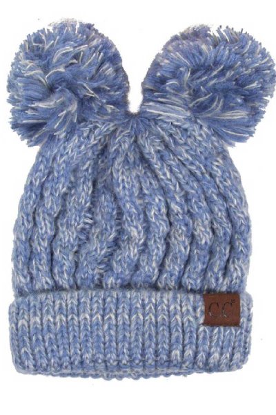 Denim Double Pom Pom Beanie by C.C.