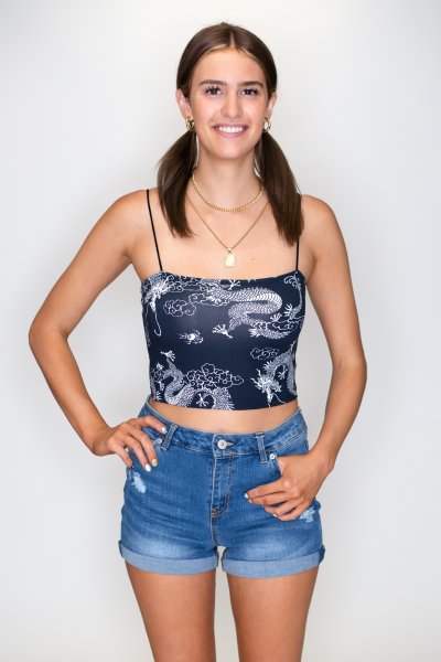 Dragon Print Crop Top by Bear Dance