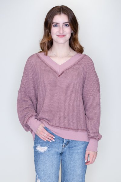 Berry Holly Waffle Top by La Miel