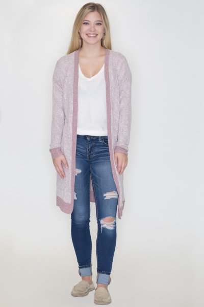 Contrast Open Cardigan by Cherish