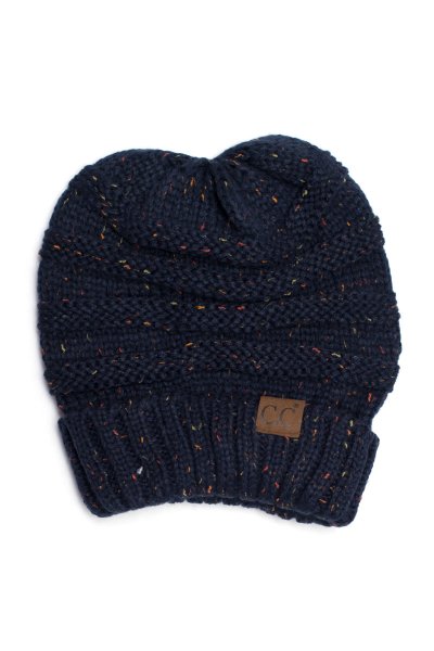 Navy Confetti Slouchy Beanie by C.C.