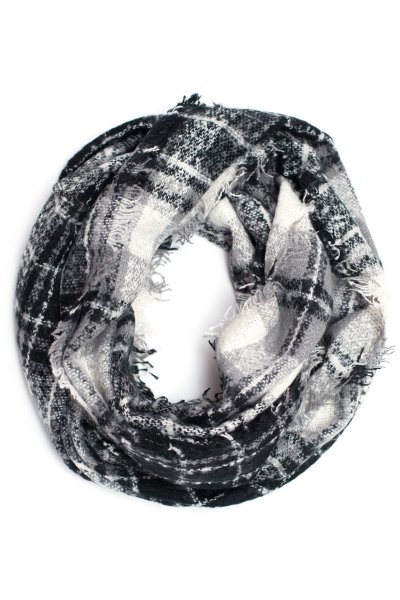 Black Grunge Plaid Scarf by Love of Fashion